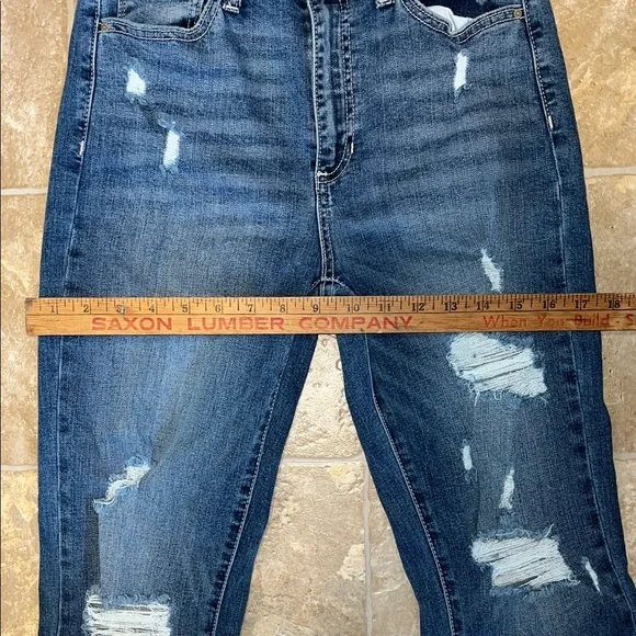 NWT Sneak Peek Distressed Dark Blue Ankle Jeans - Picture 9 of 11